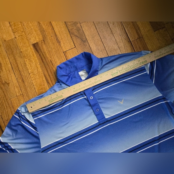 Callaway Polo Shirt Mens XL Blue Striped Opti Dri Short Sleeve Golf - Picture 10 of 11